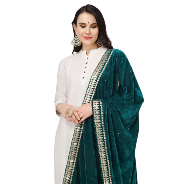 53509241512_5855c50e15_o_d-1000x1000-1.webp Generic Women's Velvet Gotta Patti Dupatta (Dark Green, Length: 2.25 to 2.50 Mtr)