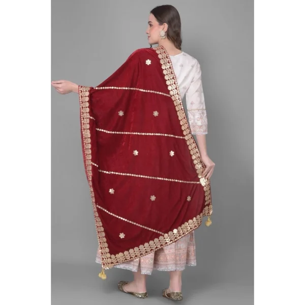 53510136946_14e337ea04_o_d-1000x1000-1.webp Generic Women's Velvet Gotta Patti Dupatta (Maroon, Length: 2.25 to 2.50 Mtr)