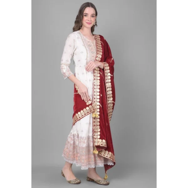 53510305238_d42dc49ed4_o_d-1000x1000-1.webp Generic Women's Velvet Gotta Patti Dupatta (Maroon, Length: 2.25 to 2.50 Mtr)