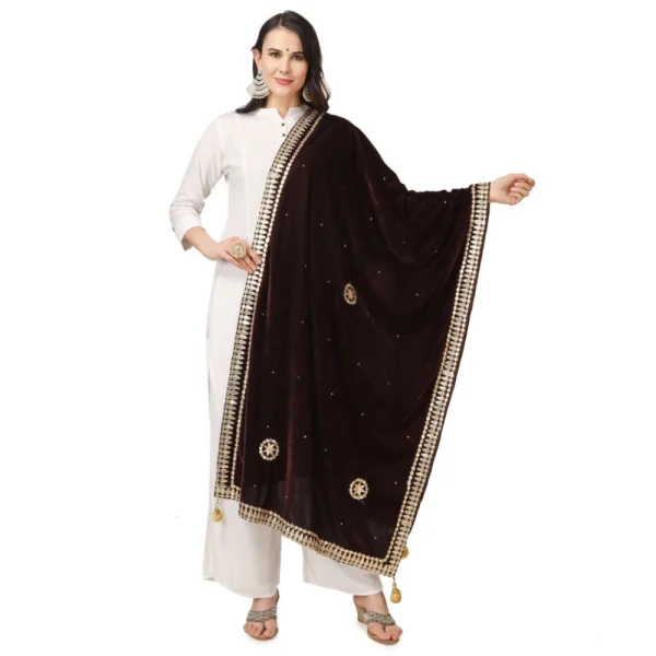 53510451999_643ca5f82e_o_d-1000x1000-1.webp Generic Women's Velvet Gotta Patti Dupatta (Brown, Length: 2.25 to 2.50 Mtr)