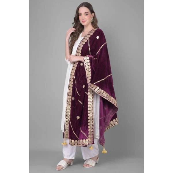 53510457139_64c7d9dc4b_o_d-1000x1000-1.webp Generic Women's Velvet Gotta Patti Dupatta (Wine, Length: 2.25 to 2.50 Mtr)