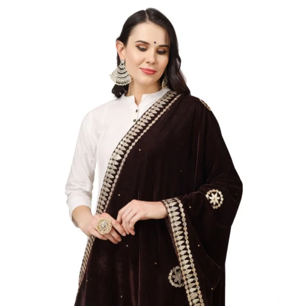 53510563750_07c7bc7477_o_d-1000x1000-1.webp Generic Women's Velvet Gotta Patti Dupatta (Brown, Length: 2.25 to 2.50 Mtr)