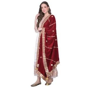 53512022966_eb8fe0347c_o_d-1000x1000-1.webp Generic Women's Velvet Gotta Patti Dupatta (Maroon, Length: 2.25 to 2.50 Mtr)
