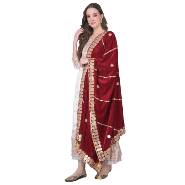 53512022966_eb8fe0347c_o_d-1000x1000-1.webp Generic Women's Velvet Gotta Patti Dupatta (Maroon, Length: 2.25 to 2.50 Mtr)
