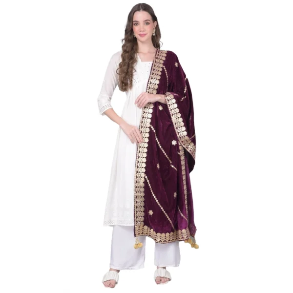 53512191313_9aef2dfd41_o_d-1000x1000-1.webp Generic Women's Velvet Gotta Patti Dupatta (Wine, Length: 2.25 to 2.50 Mtr)