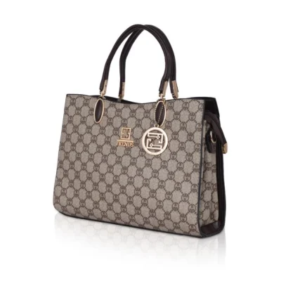 Women’s Faux Leather Printed Handbag (Coffee)