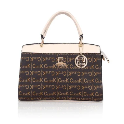 Women’s Faux Leather Printed Handbag (Beige)