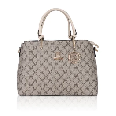 Women’s Faux Leather Printed Handbag (Beige)