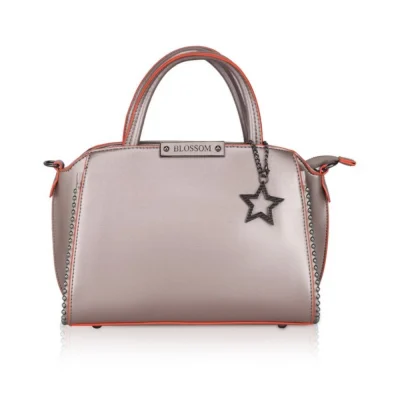 Women’s Faux Leather Metal Beads Handbag (Bronze)