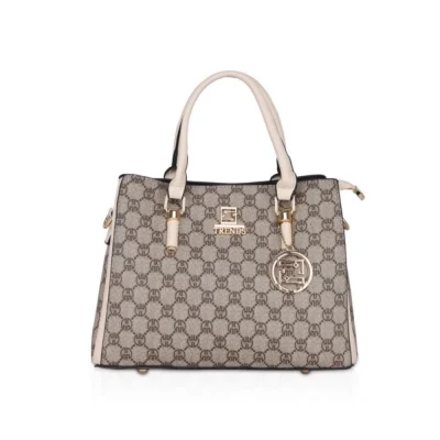 Women’s Faux Leather Printed Handbag (Beige)