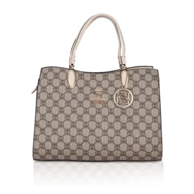 Women’s Faux Leather Printed Handbag (Beige)