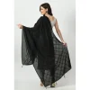 Generic Women's Chanderi Self Design Dupatta (Black, Length: Free Size)