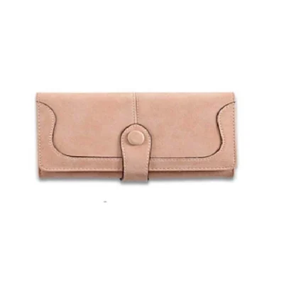 Women’s Faux Leather Medium Snap Button Wallet (Khakhi)