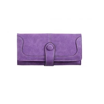 Women’s Faux Leather Medium Snap Button Wallet (Purple)