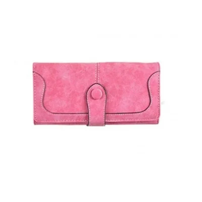Women’s Faux Leather Medium Snap Button Wallet (Pink)