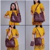 Women's PU Leather Medium Shoulder Zipper Handbag (Wine red)