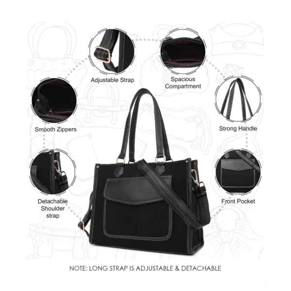 54250024920_2797f9ce93_o_d-1000x1000-1.webp Women's Canvas Medium Top handle Satchel Zipper Handbag (Black)