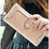 Women's Faux Leather Medium Snap Button Wallet (Khakhi)