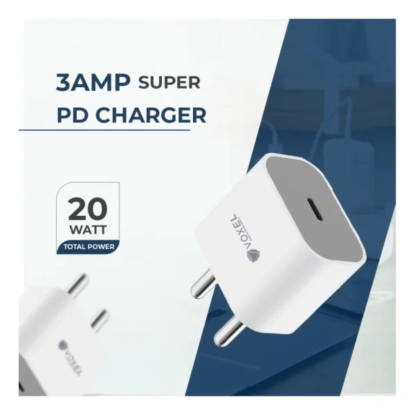 54343059493_74b619958c_o_d-1000x1000-1.webp Generic VOXEL 20 Watt ' C ' Port PD Charger AB Plastic (White)