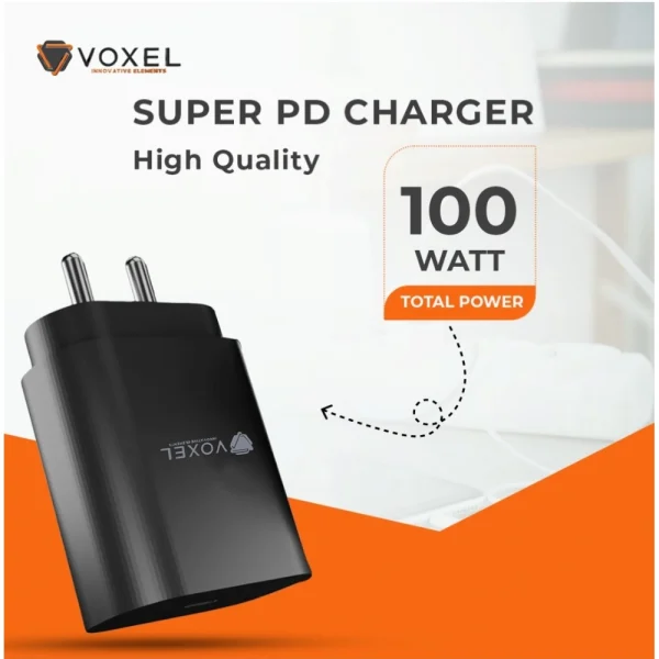 54343242195_27ff32872f_o_d-1000x1000-1.webp Generic VOXEL 100 Watt ' C ' Port PD Fast Charger AB Plastic (Black)