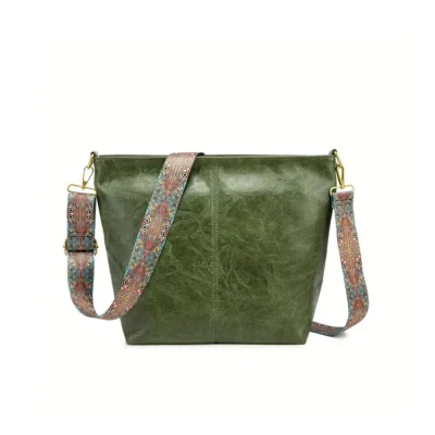 Women’s PU Leather Zipper Handbag (Green)