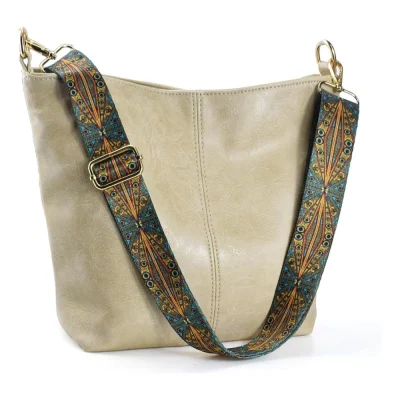 Women’s PU Leather Zipper Handbag (Beige)