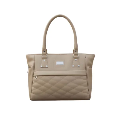 Women’s PU Leather Solid Shoulder Zipper Handbag (Beige)